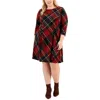 Connected Apparel Plus Womens Knit Plaid Shift Dress In Pink