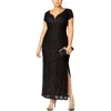 Connected Apparel Plus Womens Lace Formal Evening Dress In Black