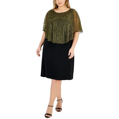 Connected Apparel Plus Womens Metallic Cape Sheath Evening Dress In Multi