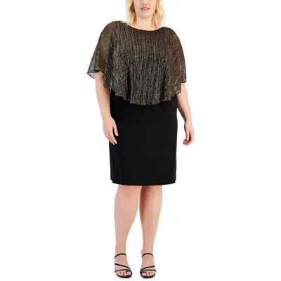 Connected Apparel Plus Womens Metallic Cape Sleeves Special Occasion Dress In Multi