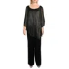 Connected Apparel Plus Womens Metallic Cold Shoulder Jumpsuit In Black