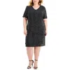 Connected Apparel Plus Womens Polka Dot Polyester Shirtdress In Black