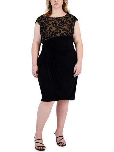 Connected Apparel Plus Womens Semi-formal Knee-length Cocktail And Party Dress In Black
