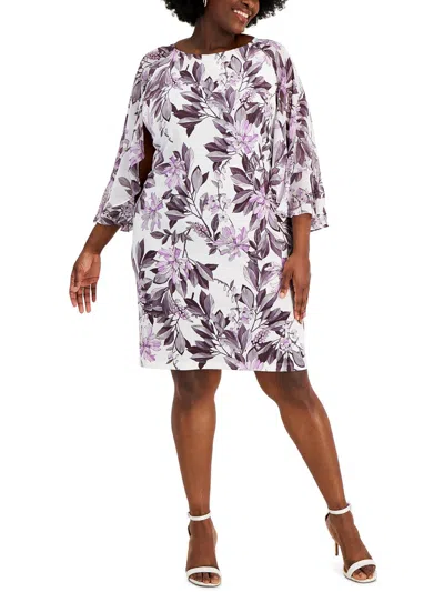 Connected Apparel Plus Womens Semi-formal Knee-length Sheath Dress In Purple