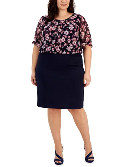 Connected Apparel Plus Womens Semi-formal Knee-length Sheath Dress In Purple