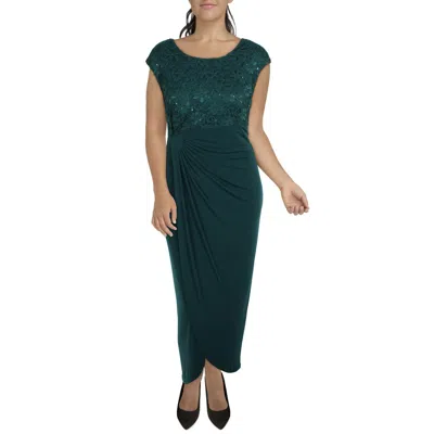 CONNECTED APPAREL PLUS WOMENS SEQUIN LACE EVENING DRESS