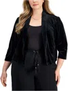 Connected Apparel Plus Womens Velvet Dressy Open-front Blazer In Black