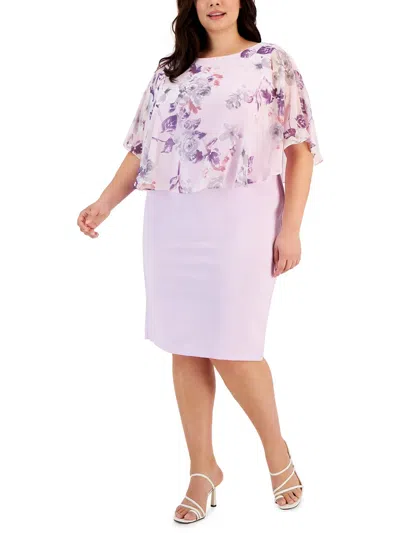 Connected Apparel Plus Womens Wedding Short Shift Dress In Purple