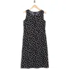 Connected Apparel Polka Dot Sleeveless Pocket Midi Dress In Black