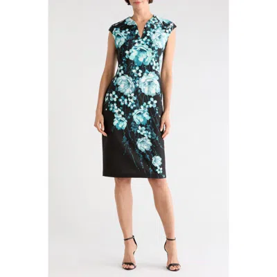 Connected Apparel Print Sheath Dress In Multi