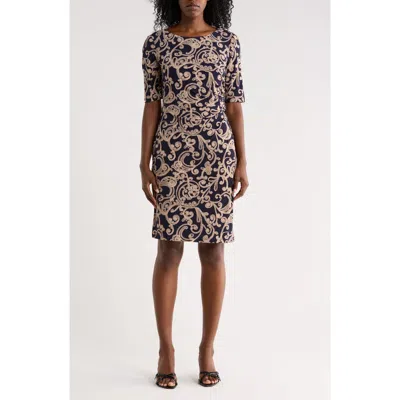 Connected Apparel Ruched A-line Dress In Ink
