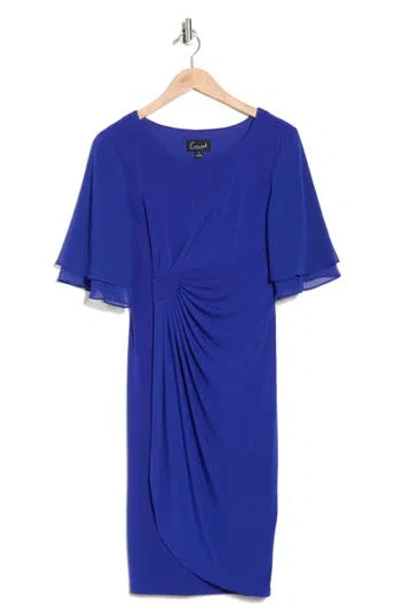Connected Apparel Ruffle Sleeve Sheath Dress In Blue