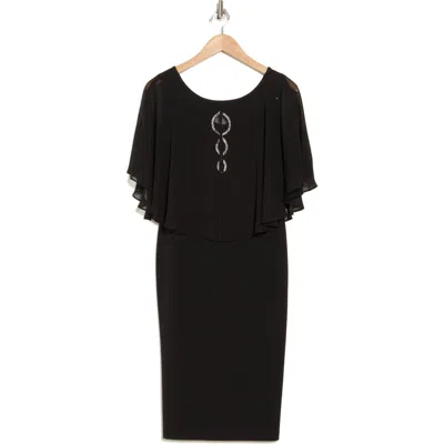 Connected Apparel Sheath Cocktail Dress & Cape In Black