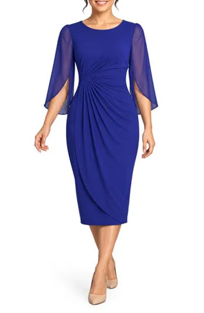 Connected Apparel Sheer Sleeve Dress In Multi