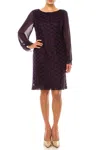 Connected Apparel Short Evening Shift Dress In Aubergine