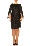 Connected Apparel Short Sequined Evening Dress In Black