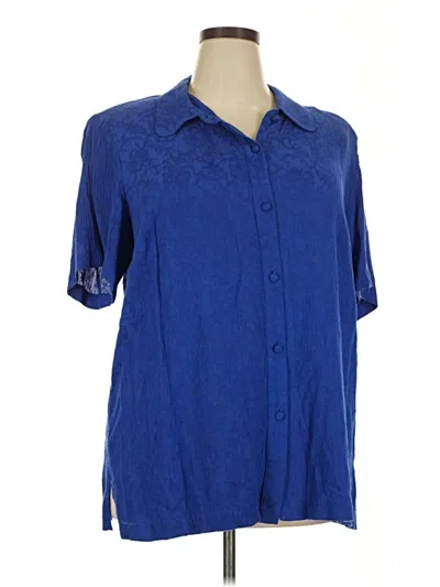Pre-owned Connected Apparel Short Sleeve Blouse In Blue