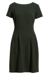 Connected Apparel Short Sleeve Pocket Fit & Flare Dress In Green