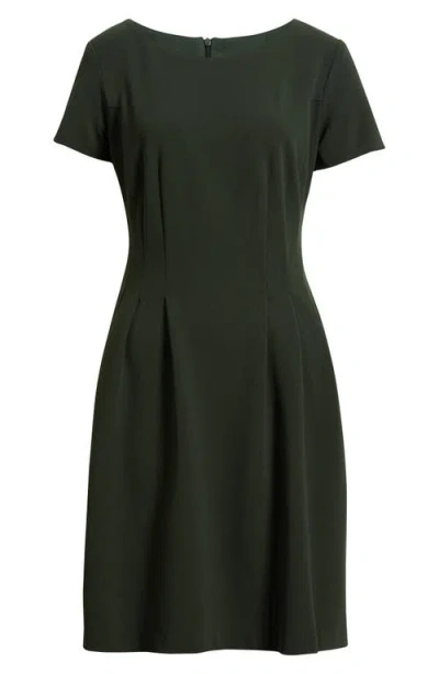Connected Apparel Short Sleeve Pocket Fit & Flare Dress In Green