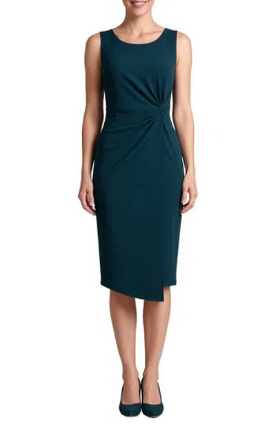 Connected Apparel Side Knot Sleeveless Sheath Midi Dress In Green