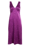 Connected Apparel Sleeveless Satin Jacquard Midi Dress In Magenta