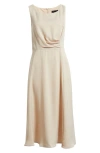 Connected Apparel Sleeveless Satin Midi Dress In Champagne