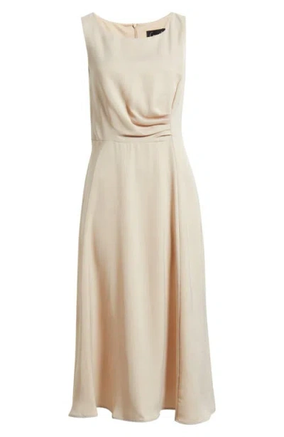 Connected Apparel Sleeveless Satin Midi Dress In Champagne