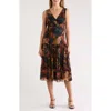 Connected Apparel Sleeveless Tiered Chiffon Midi Dress In Multi