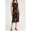 Connected Apparel Sleeveless Twist Waist Mesh A-line Dress In Black