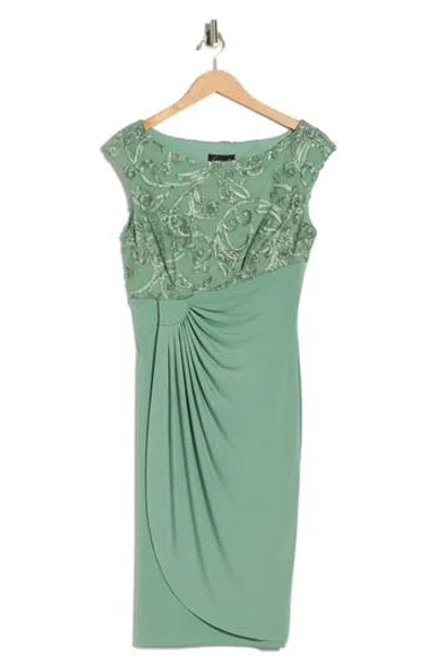 Connected Apparel Soutache Bodice Dress In Green