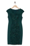 Connected Apparel Soutache Panel Shift Dress In Hunter