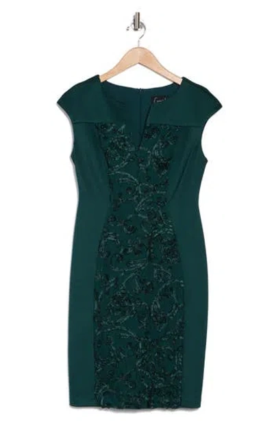 Connected Apparel Soutache Panel Shift Dress In Hunter