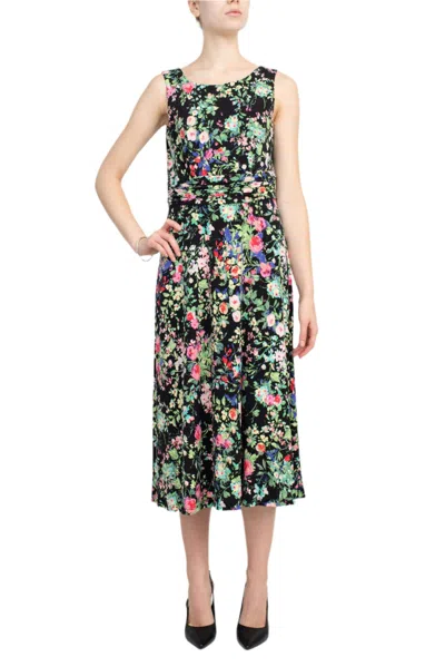 Connected Apparel Thk82571m1 Midi Floral Print Cocktail Dress In Multi