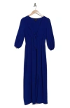 Connected Apparel Tie Waist Maxi Dress In Saphire