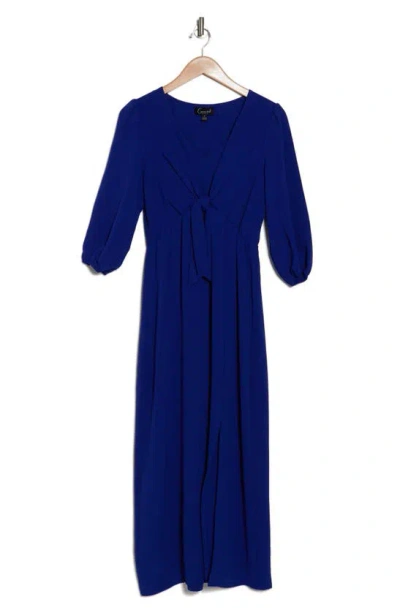 Connected Apparel Tie Waist Maxi Dress In Saphire