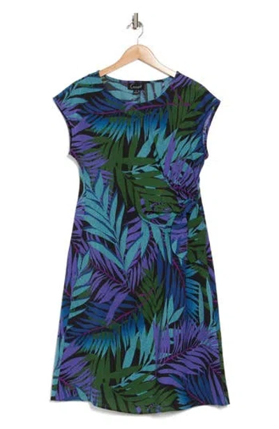 Connected Apparel Tie Waist Mock Wrap Dress