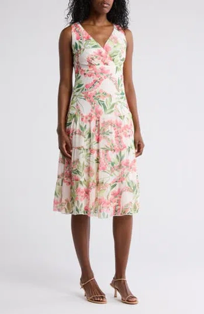 Connected Apparel Tiered Chiffon Midi Dress