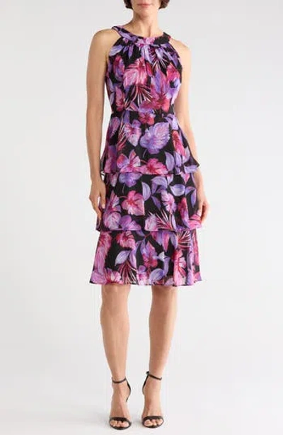 Connected Apparel Tiered Yoryu Sleeveless Dress In Multi