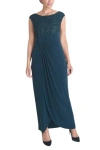 Connected Apparel Trf42848m1 Long Formal Wrap Bodycon Evening Dress In Green