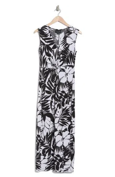 Connected Apparel Twist Front Maxi Dress In Black