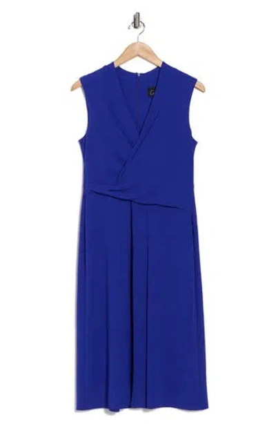 Connected Apparel Twist Midi Dress In Blue