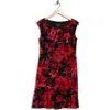 Connected Apparel Velvet Burnout Midi Dress In Red
