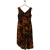 Connected Apparel Velvet Burnout Midi Dress In Multi