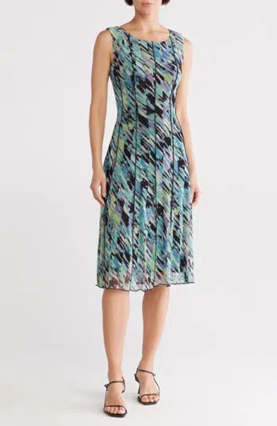 Connected Apparel Vertical Seam Mesh Midi Dress In Seafoam