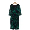 Connected Apparel Waist Tie Mesh Dress In Green