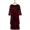 Connected Apparel Waist Tie Mesh Dress In Red