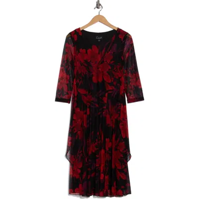 Connected Apparel Waist Tie Mesh Dress In Red