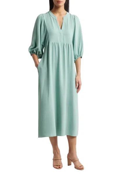 Connected Apparel Women's Round Deep Puff Sleeves Maxi Dress In Seafoam In Green