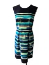 Connected Apparel Women's Sleeveless Dress In Green Blue White In Multi