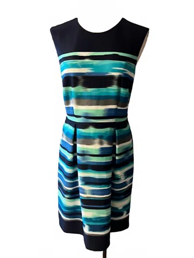 Connected Apparel Women's Sleeveless Dress In Green Blue White In Multi